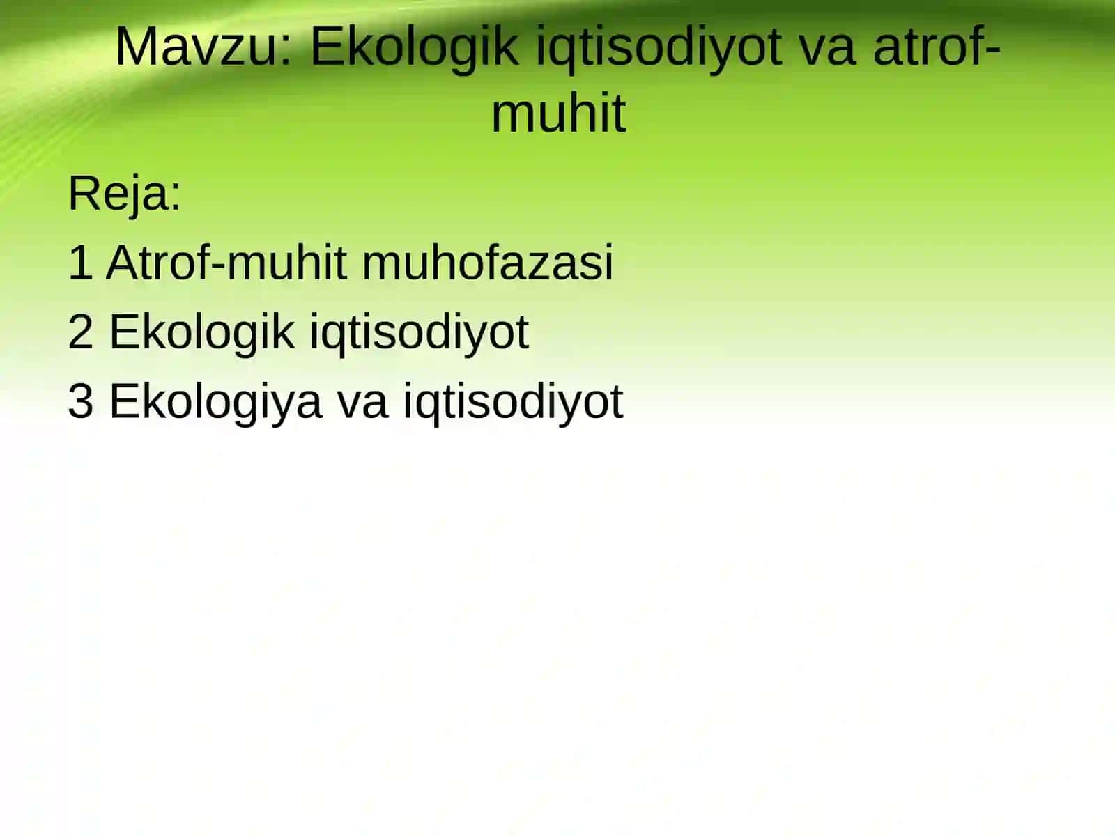 Ekologik iqtisodiyot va atrof- muhit 2