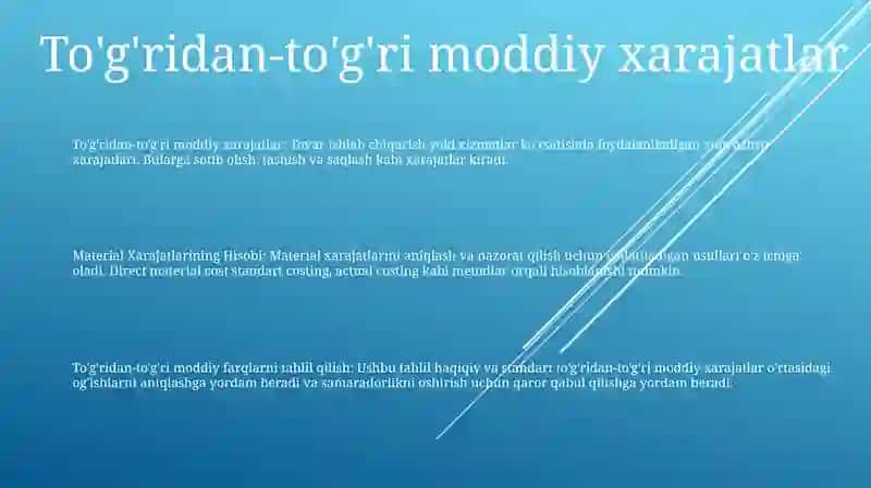 Material Xarajatlarining Hisobi 2