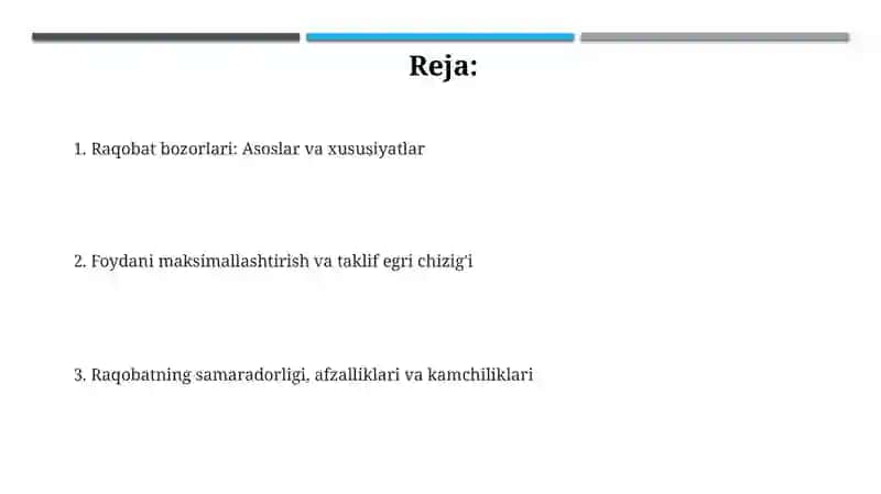 Raqobatlashgan bozorlarda firmalar 2