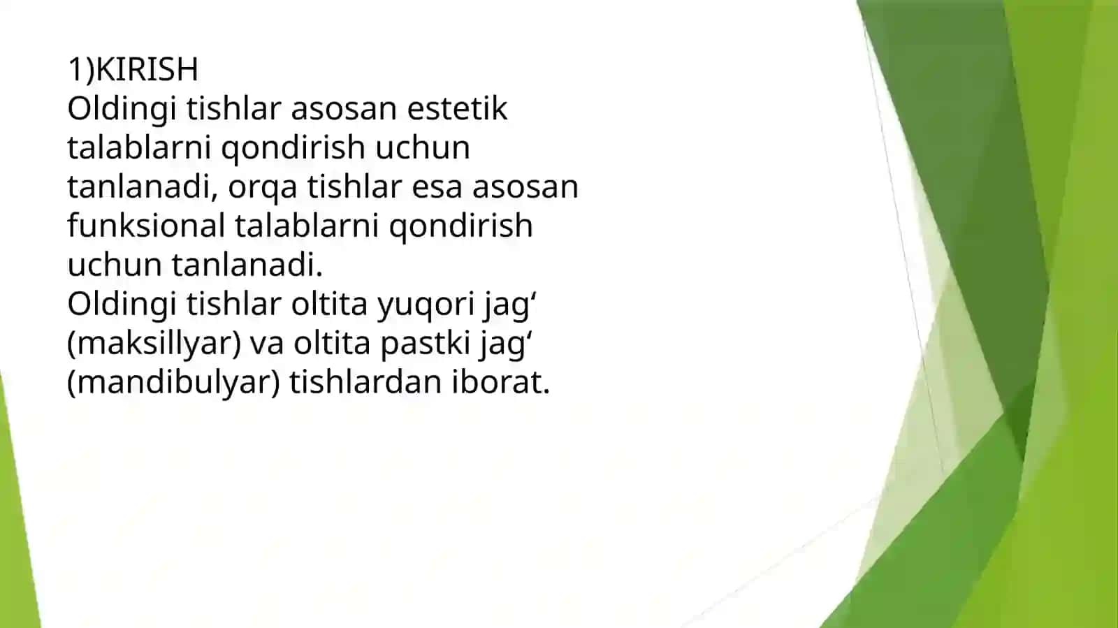 To'liq olib qo'yiladigan protezlarga to'g'ri tish tanlash . 2