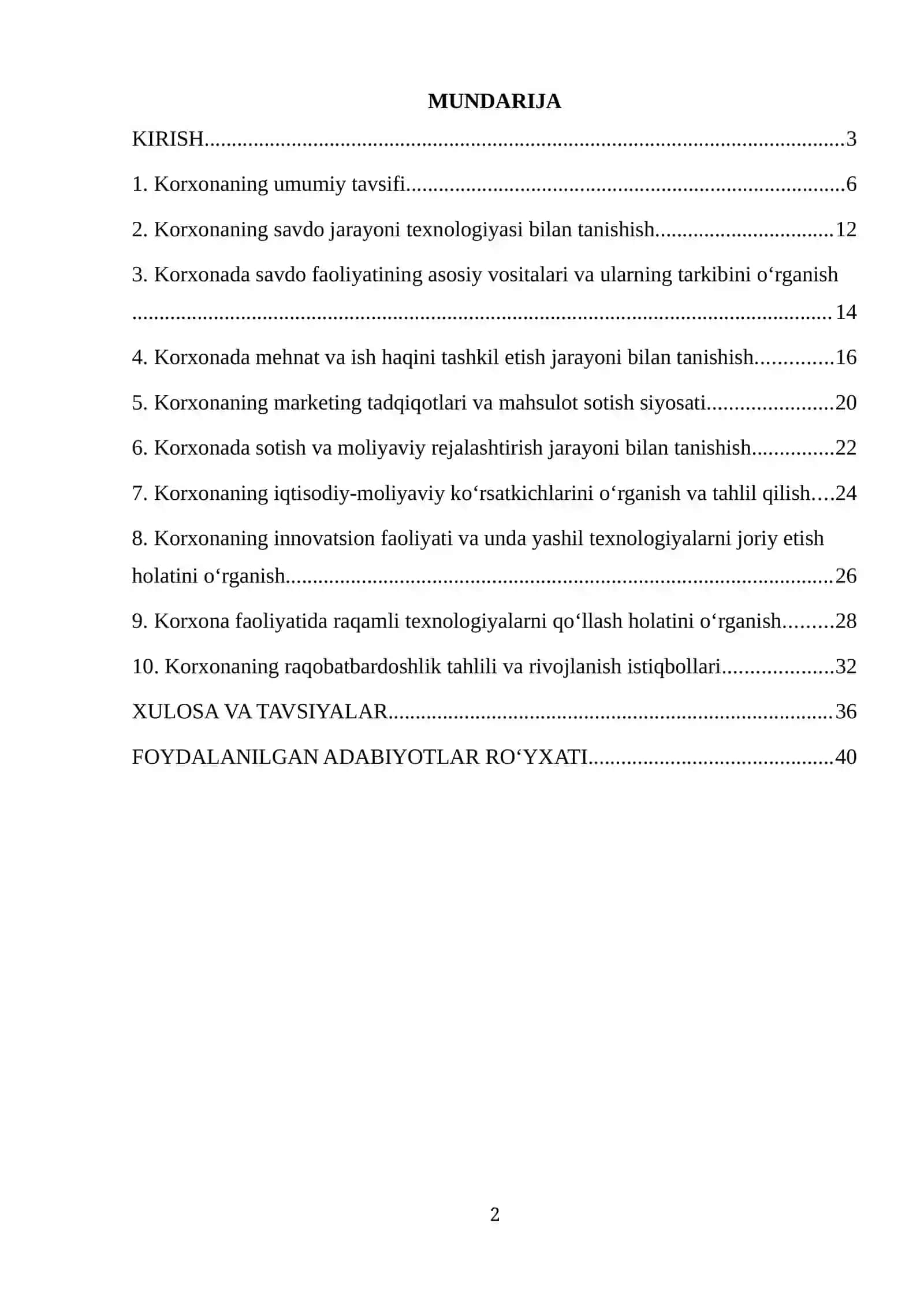 MALAKAVIY AMALIYOT HISOBOTI. Maishiy texnika savdosi bilan shugullanuvchi mchj boyicha. 40 list 2