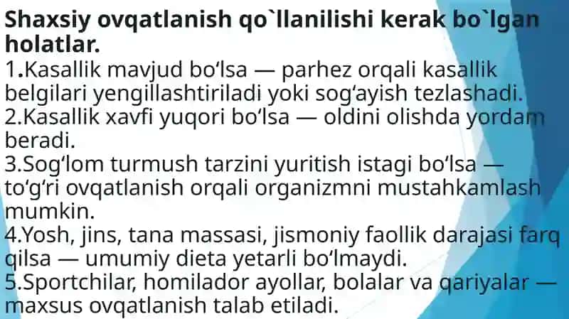 Shaxsiy ovqatlanishning adekvatligini o‘rganish va baholash 2