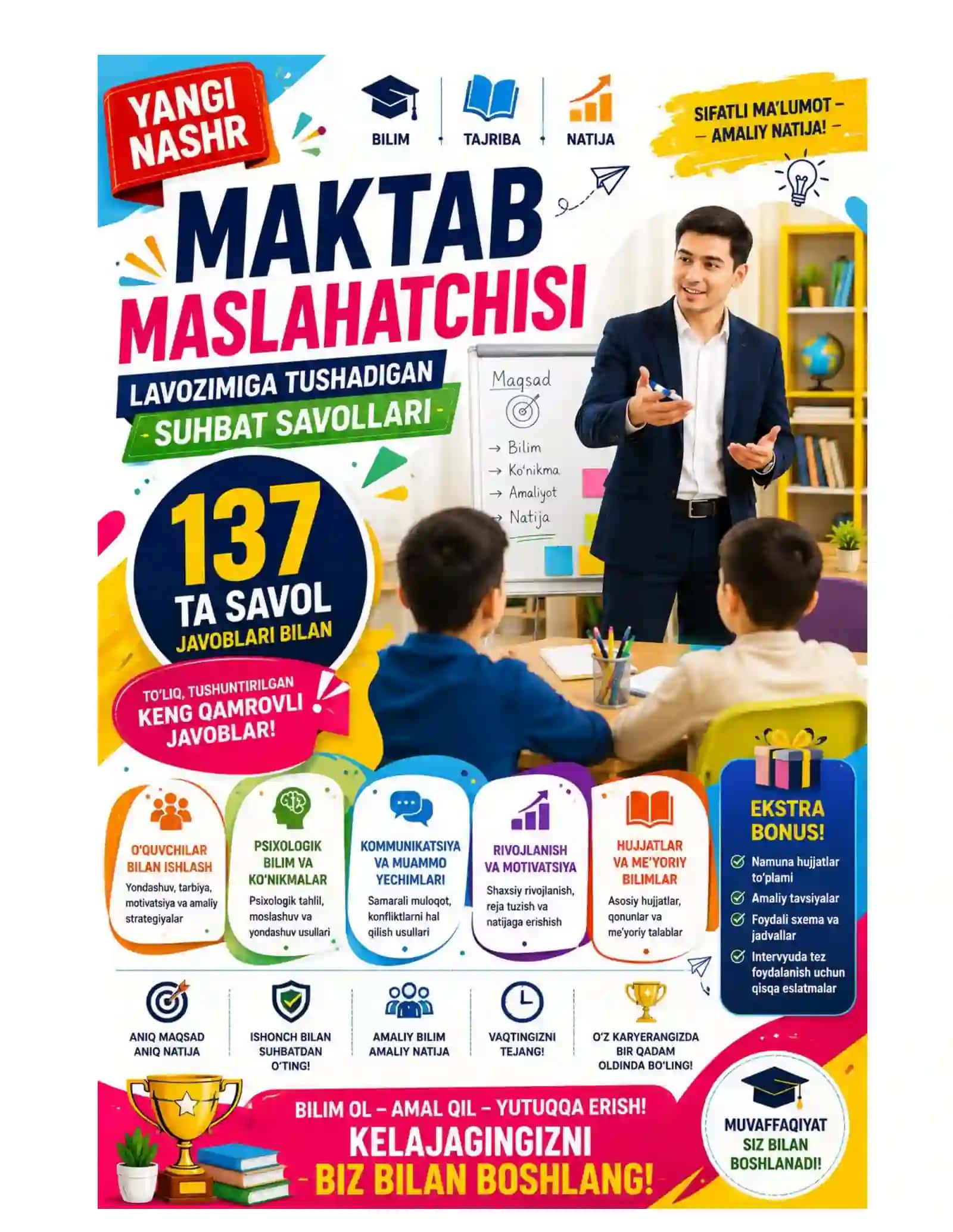 MAKTAB MASLAHATCHISI LAVOZIMIGA ISHGA KIRISH TEST SINOVLARI 2