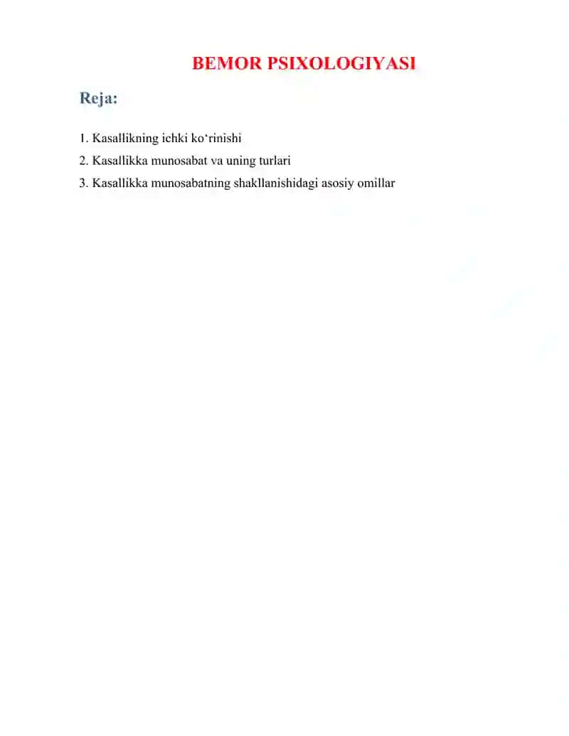 Bemor psixologiyasi 2