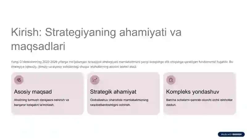 Yangi O'zbekistonning 2022-2026 yillarga mo'ljallangan taraqqiyot strategiyasi 2