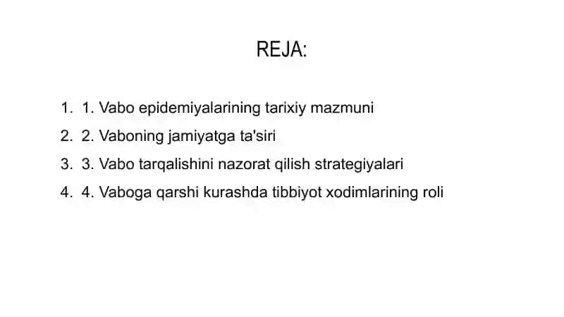 Oʻlat kasalligining epidemiyasiga qarshi kurashish 2