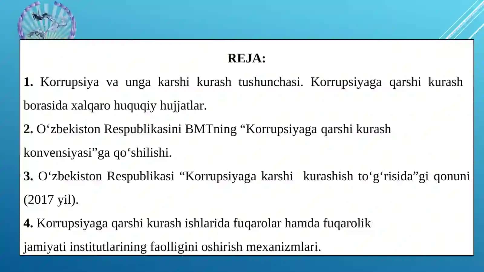 KORRUPSIYAGA KARSHI KURASH - FUQAROLIK JAMIYATINI   RIVOJLANTIRISHNING  USTUVOR SHARTI 2