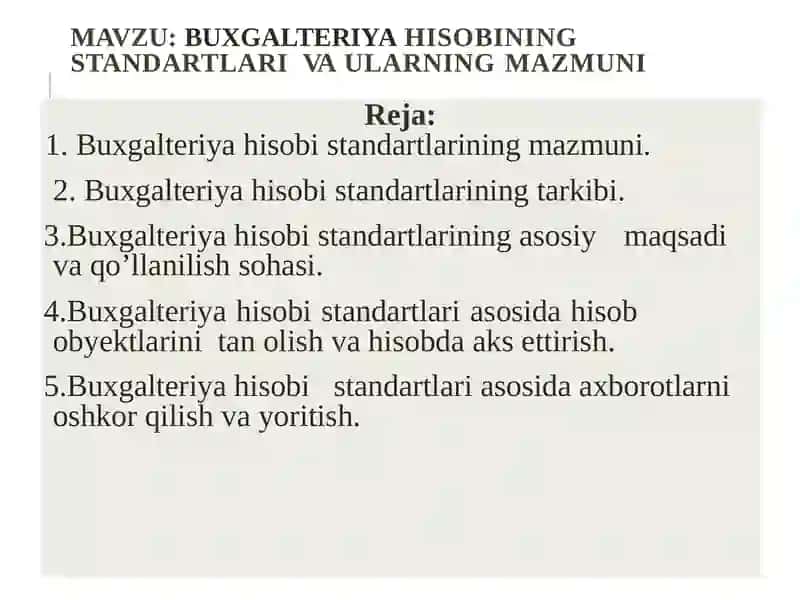 Buxgalteriya standartlari hisobi 2