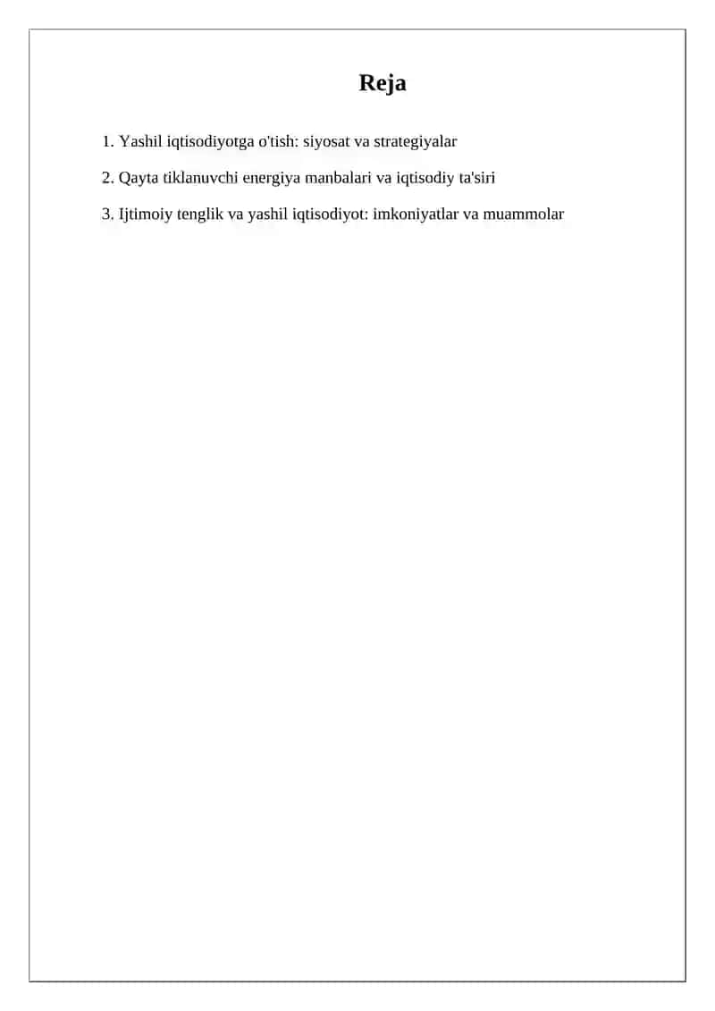 Yashil iqtisodiyotga o'tishning zaruriyati tamoyillari va dastaklari 2