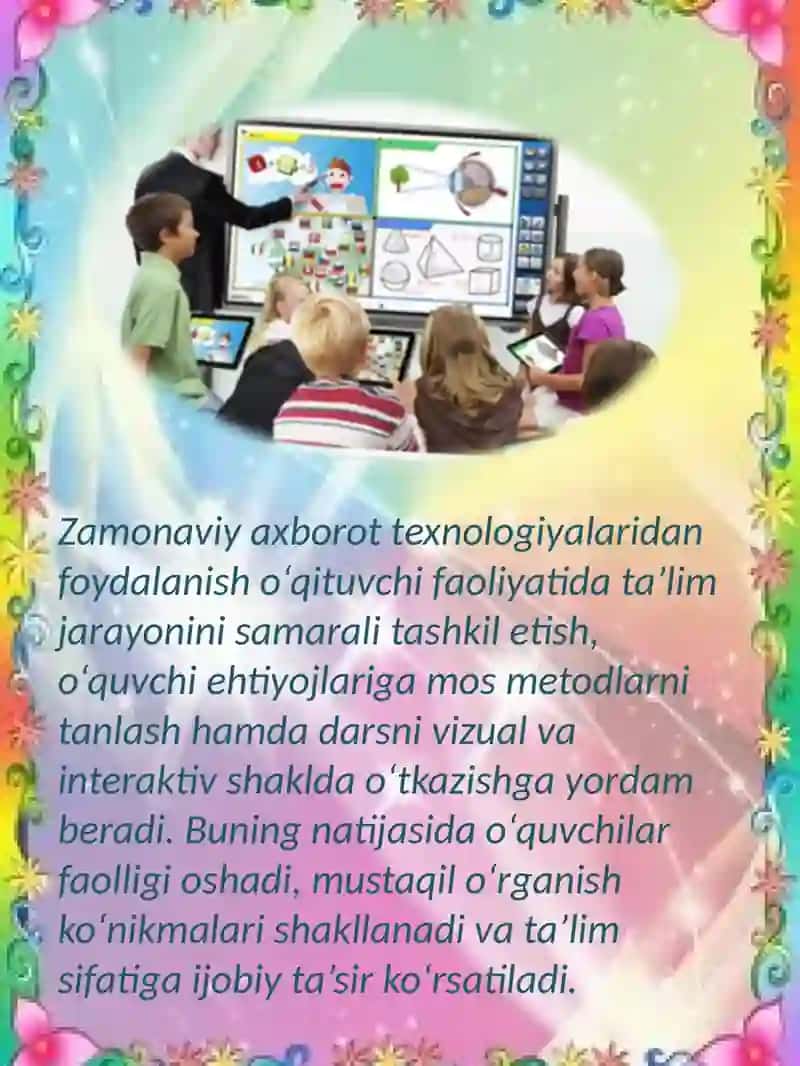 Zamonaviy axborot texnologiyalaridan foydalanish malakalarini shakllantirish 2