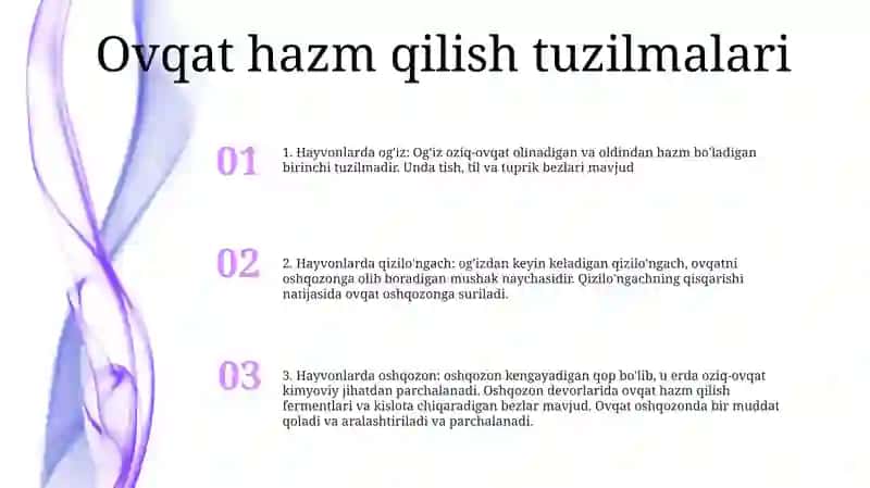 Hayvonlarda Ovqat Hazm Qilish Sistemasi 2