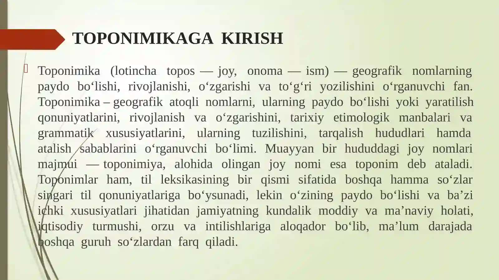 TARIXIY  GEOGRAFIK  JOY  NOMLARINI  KELIB  CHIQISHINI  O’RGANISHDA  TOPONIMIKANING  O’RNI 2