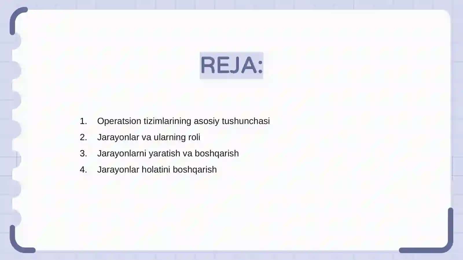 Operatsion tizimlarining jarayonlarni boshqaruvi 2