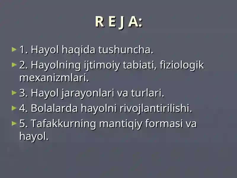 Hayol haqida tushuncha 2