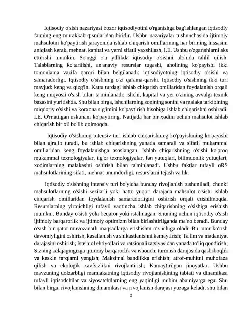 Iqtisodiy o'sishning turlari va ahamiyati 2
