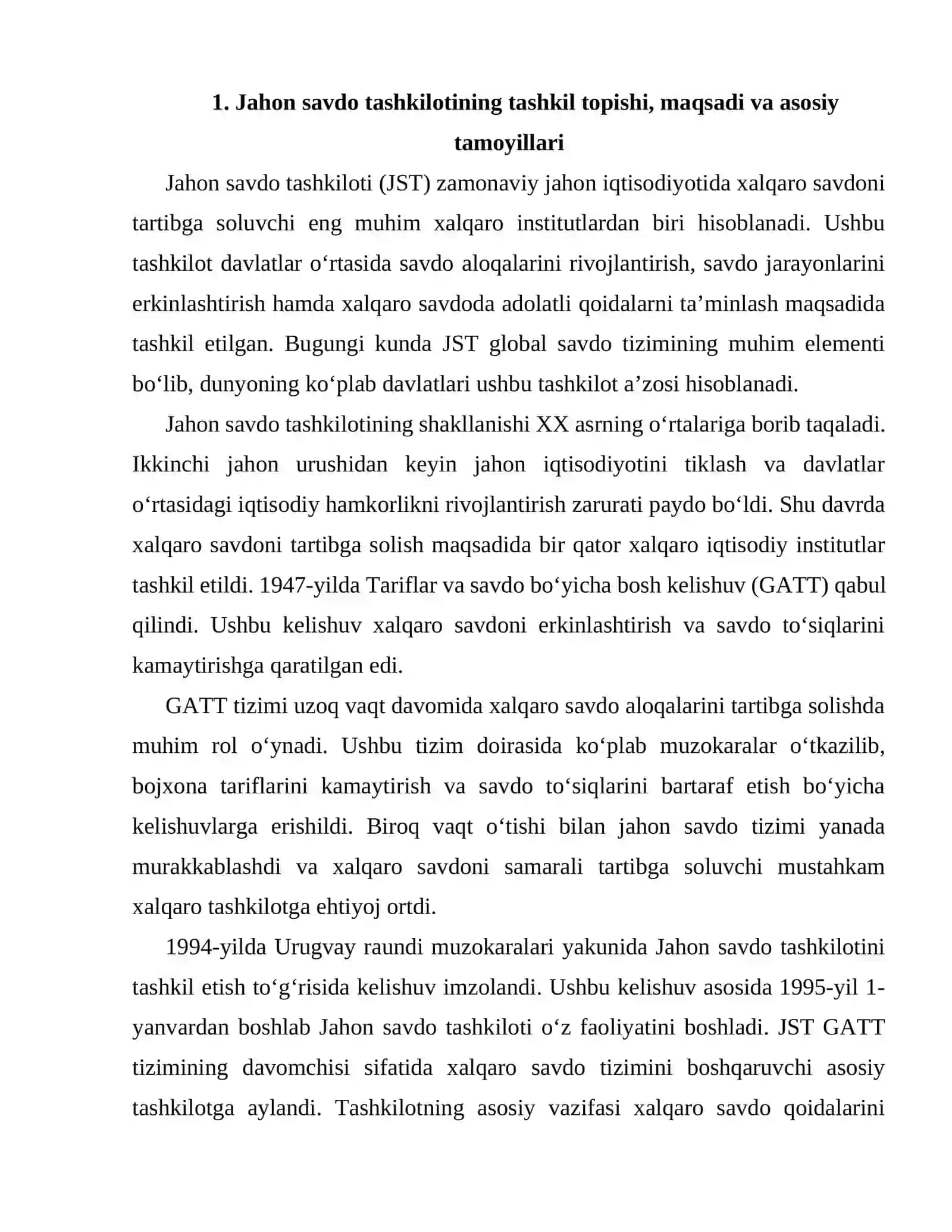 Jahon savdo tashkilotiga a'zo bo'lishning xalqaro tajribasi 2