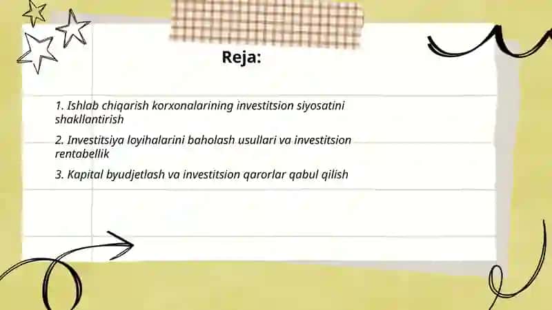 Ishlab chiqarish korxonalarining investitsion faoliyati 2