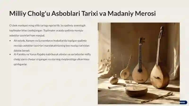O'zbek Milliy Cholg'u Asboblari: Madaniyatimizning Jonli Ovozi 2