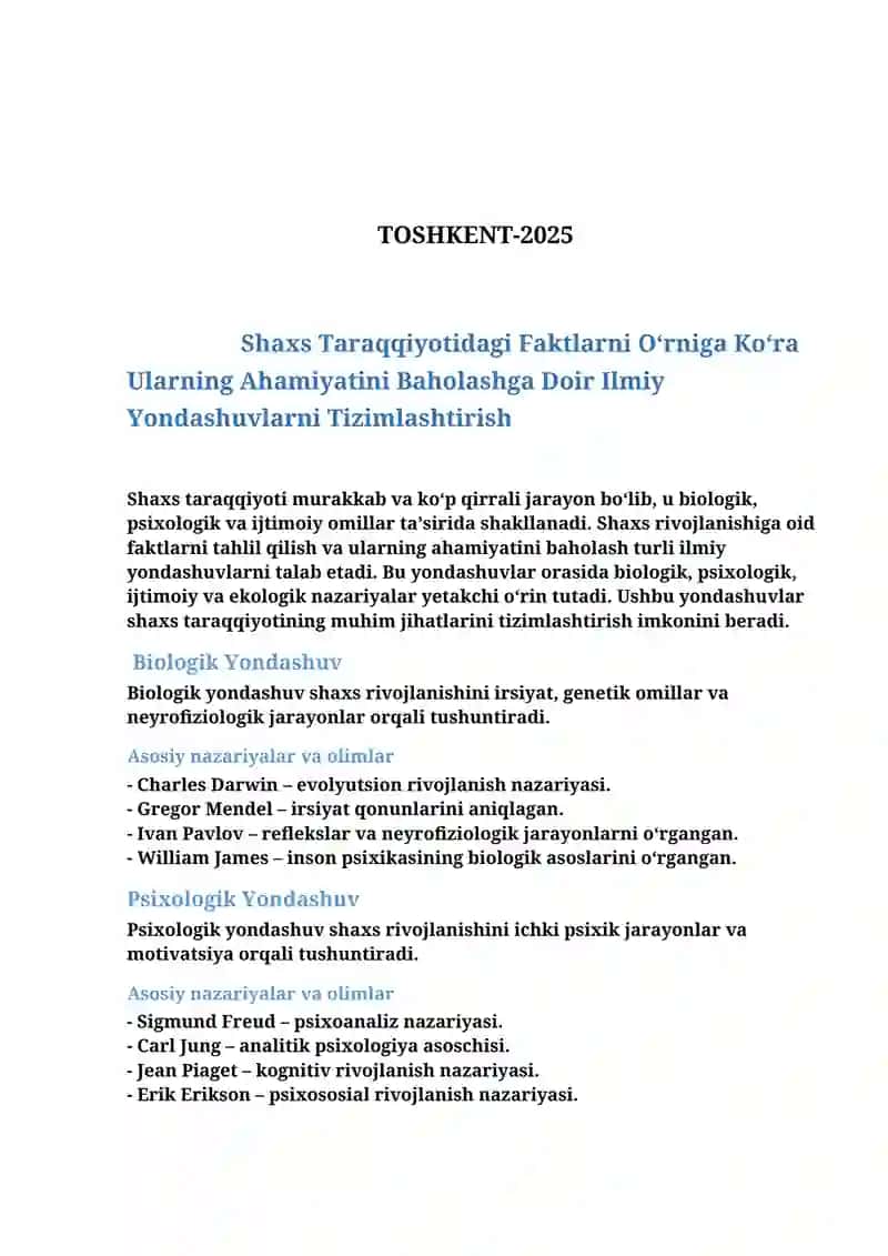 SHAXS TARAQQIYOTIDAGI FAKTORLARNI O’RNIGA KO’RA ULARNING AHAMIYATINI BAHOLASHGA DOIR ILMIY YONDASHUVLARNI TIZIMLASHTIRISH 2