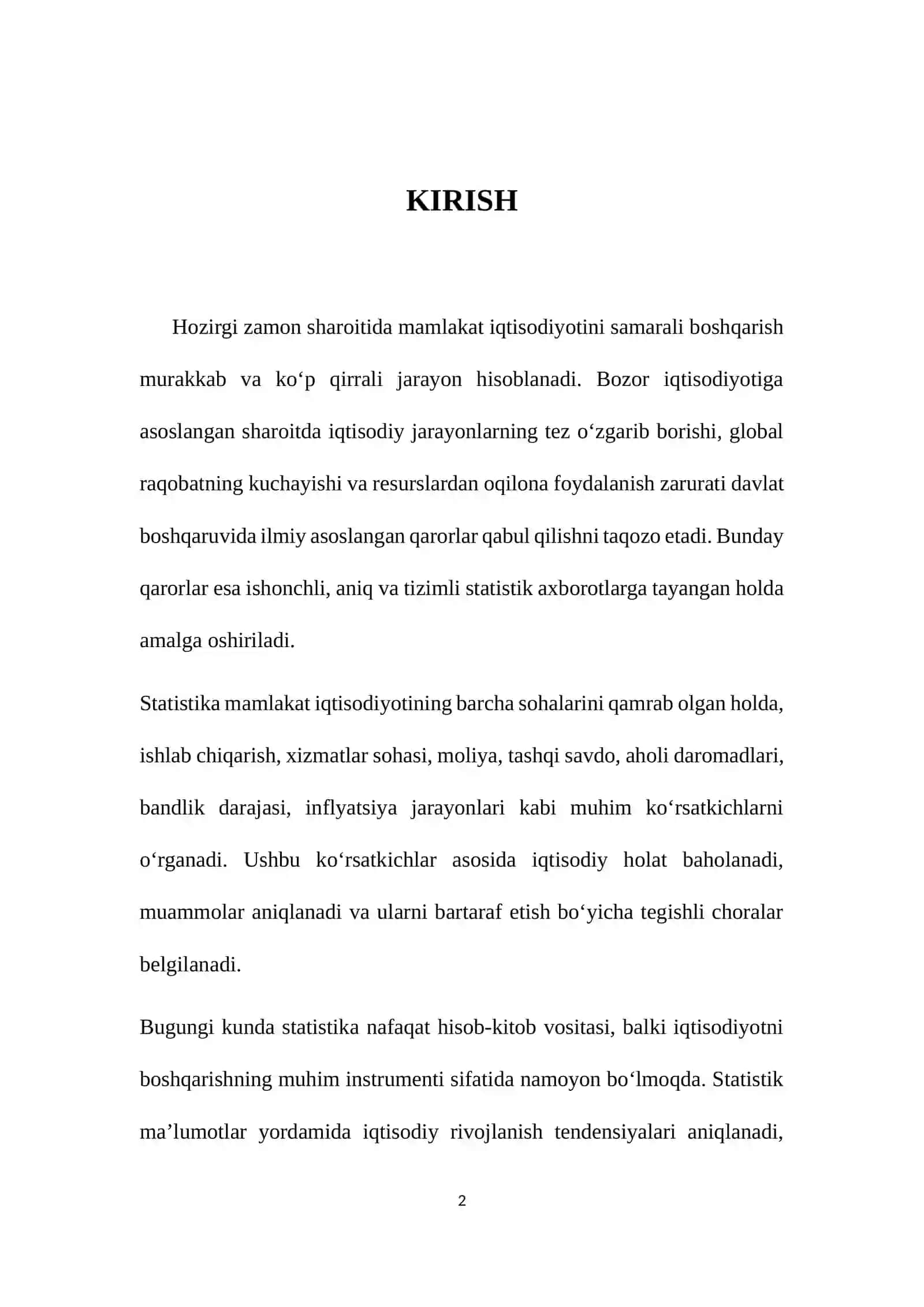 Statistik hisobot davlat statistikasining ajralmas qismi 2