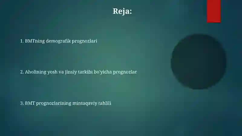 BMTning demografik bashoratlari 2