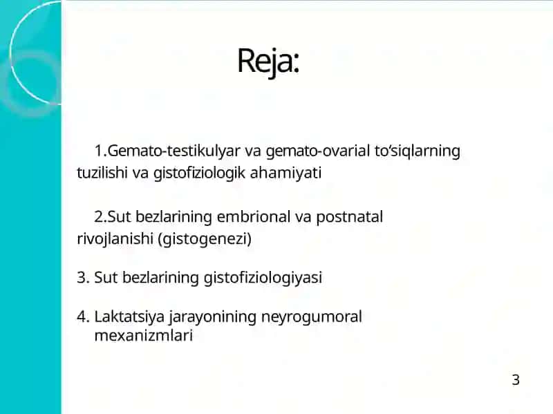 Gemato-testikulyar va gemato-ovarial to'siqning gistofiziologiyasi 2