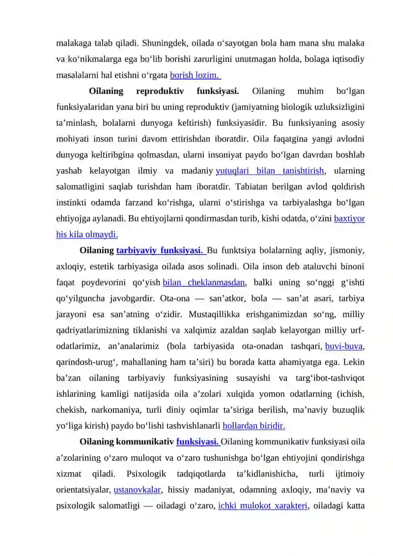 OILA FUNKSIYASI, OILA TIPLARI VA ROLLARI 2