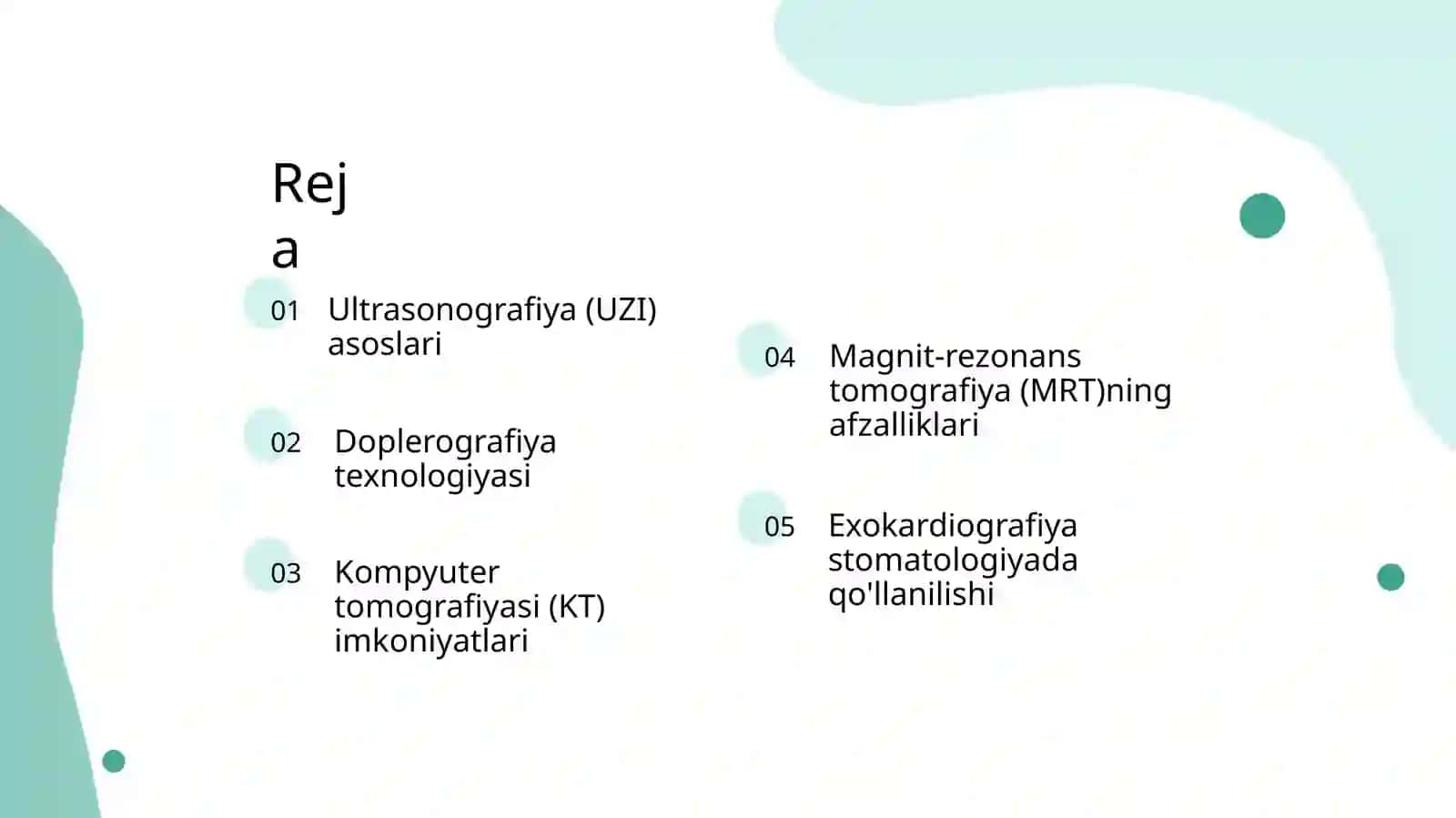 Zamonaviy Klinik Usullar: UZI, Doplerografiya, MRT, KT 2