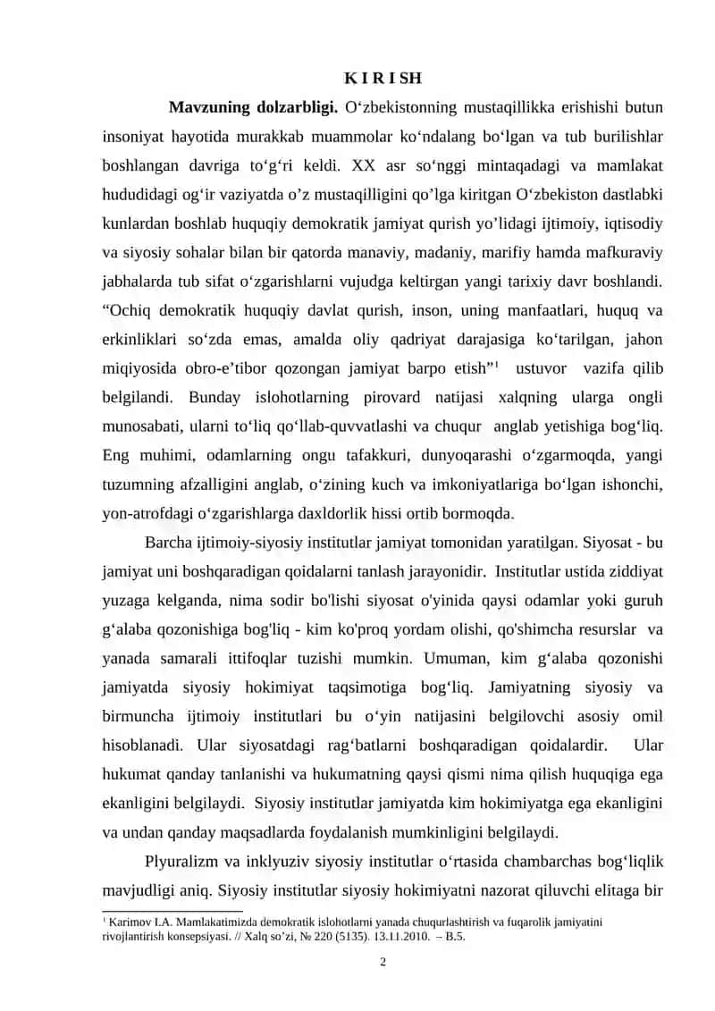 IJTIMOIY-SIYOSIY INSTITUTLAR RIVOJI JAMIYAT TARAQQIYOTINING MUHIM OMILI 2