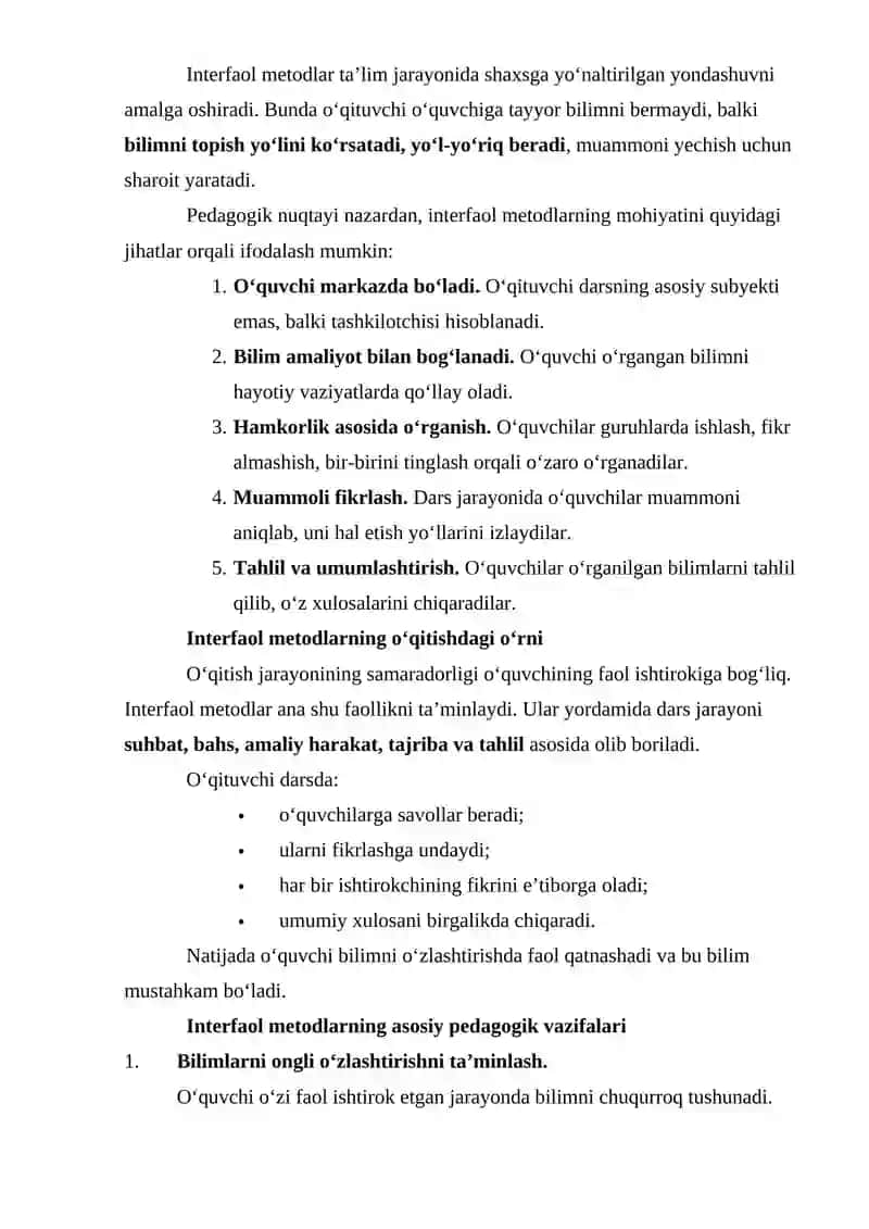 O‘QITISHDA INTERFAOL METODLAR 2