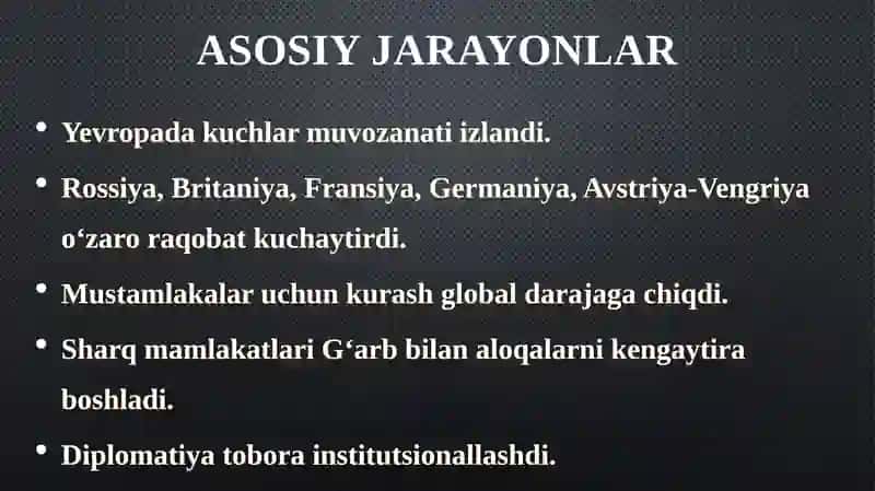 XIX–XX ASR BOSHLARIDA XALQARO MUNOSABATLAR VA DIPLOMATIYA 2