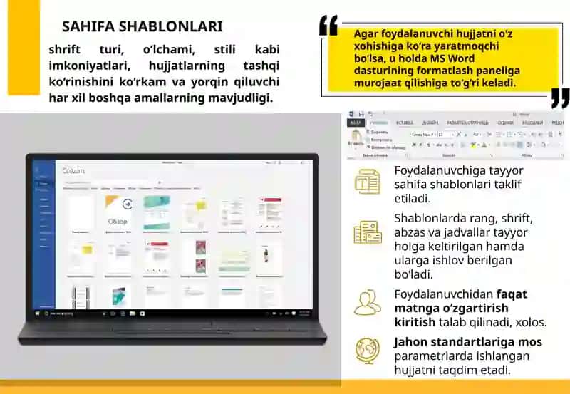 MS WORD DASTURIDA HUJJATLARNI FORMATLASH USKUNALARI 2