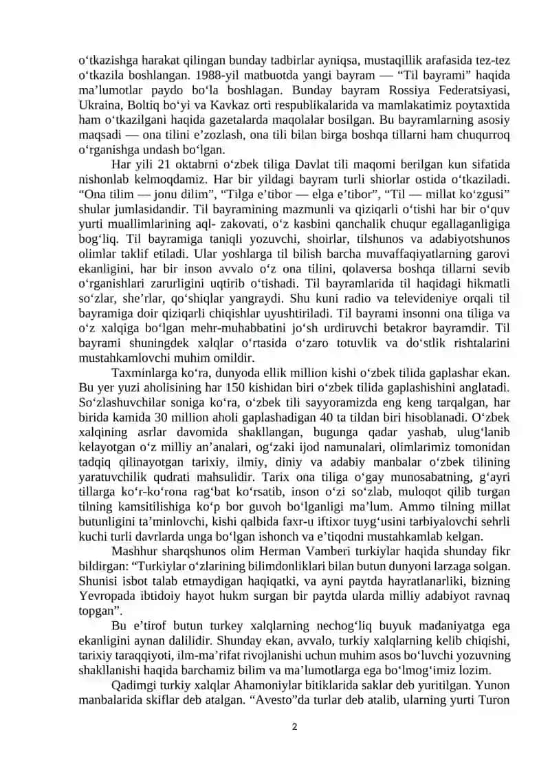 OʻZBEK TILI – MILLIY OʻZLIGIMIZ VA MUSTAQIL DAVLATCHILIK TIMSOLI 2