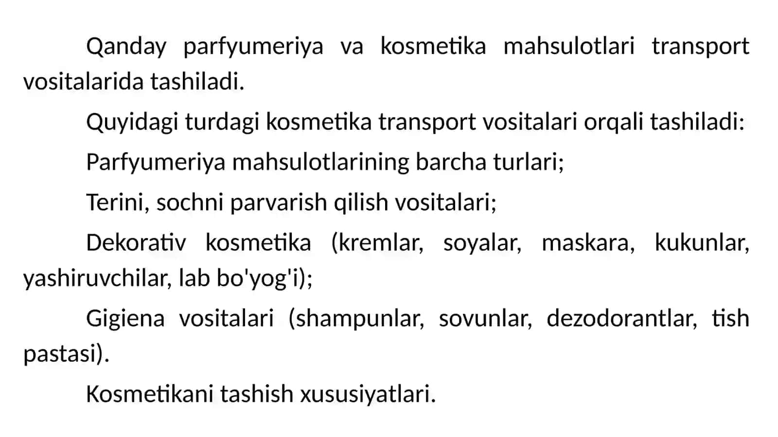 PARFYUMERIYA-KOSMETIKA MAHSULOTLARINI TASHISH 2