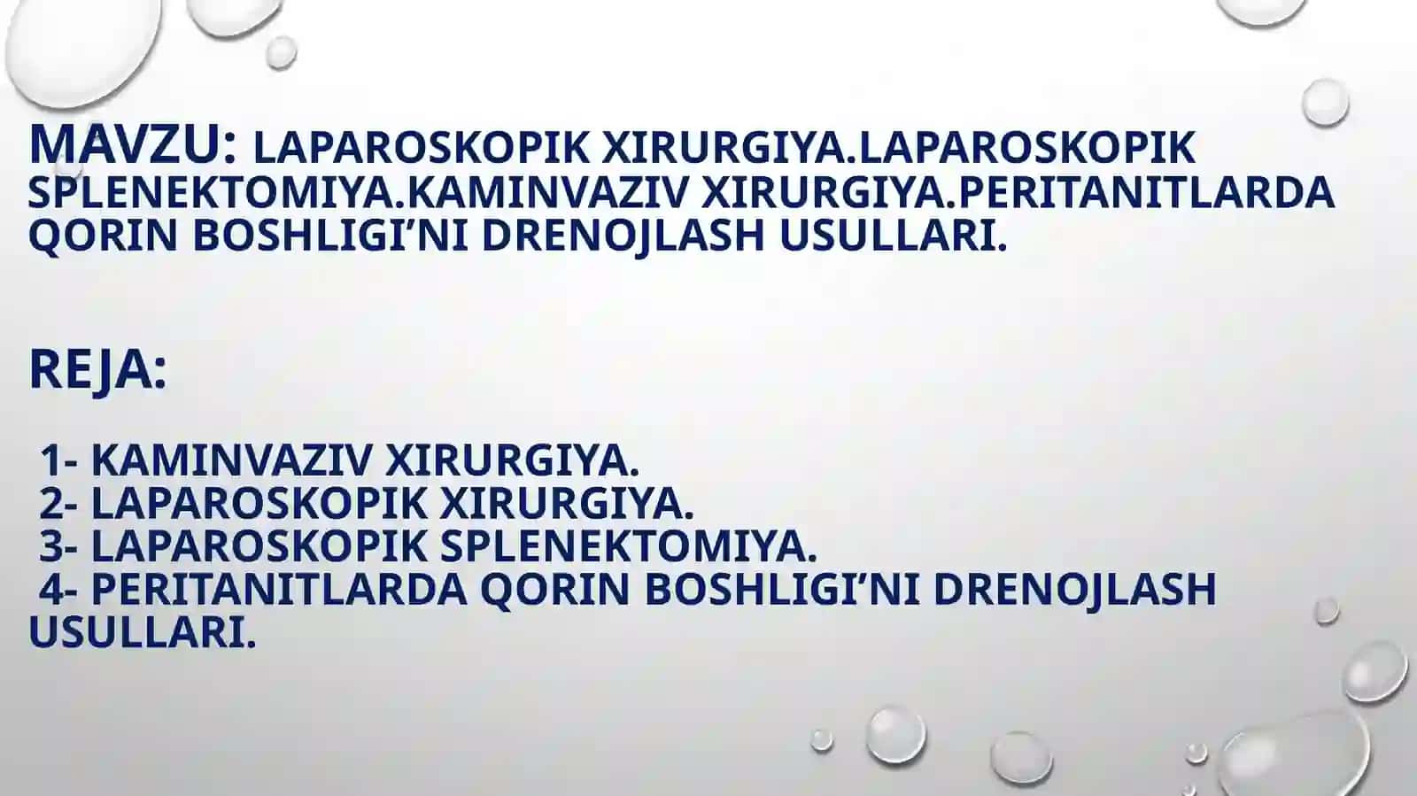 Laparoskopik xirurgiya, Splenektomiya, Peritanitlarda qorin boshligi'ni drenajlash usullari 2