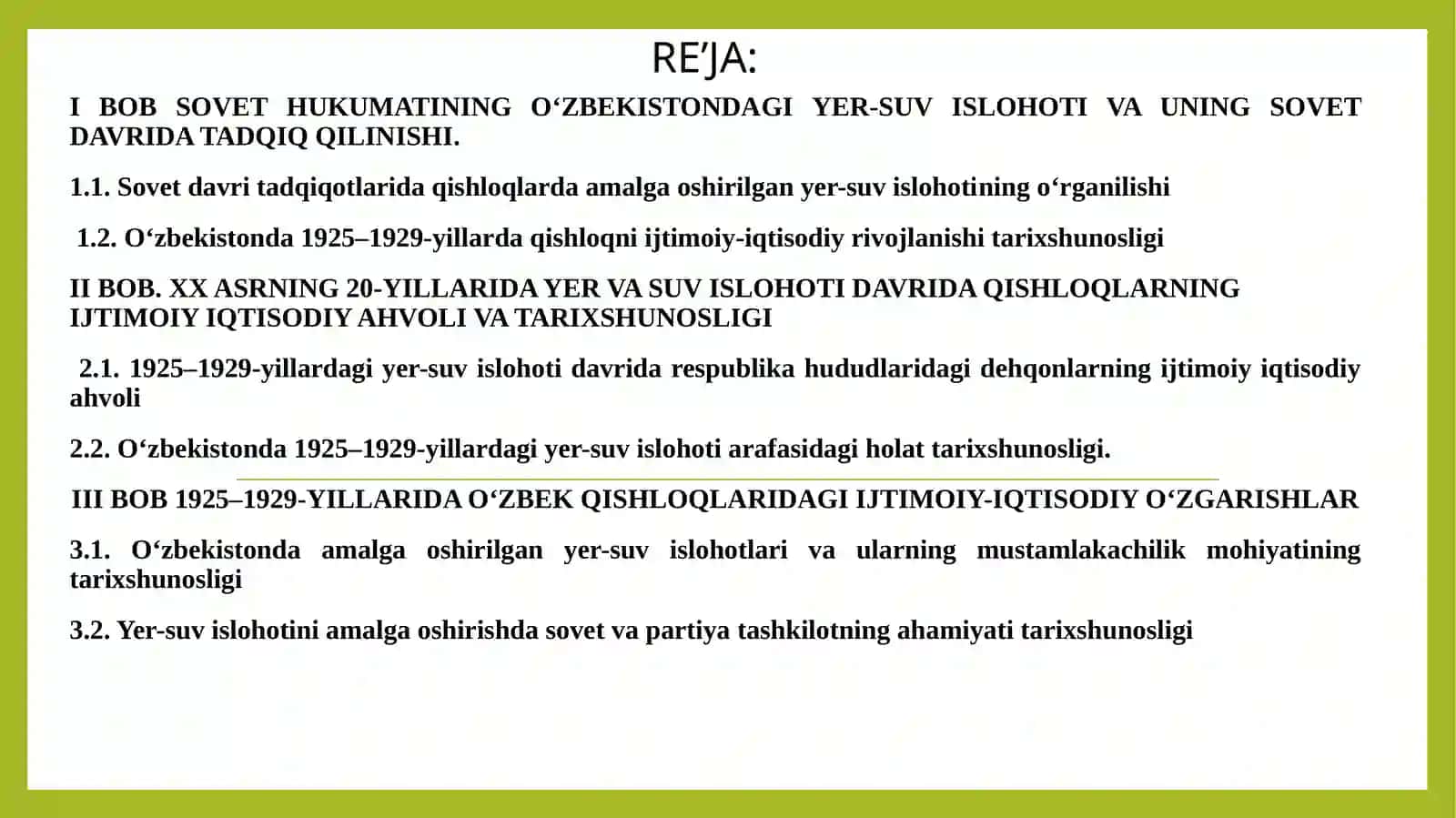 Yer-Suv islohotlari davrida qishloqlarning ijtimoiy-iqtisodiy rivojlanishi 2