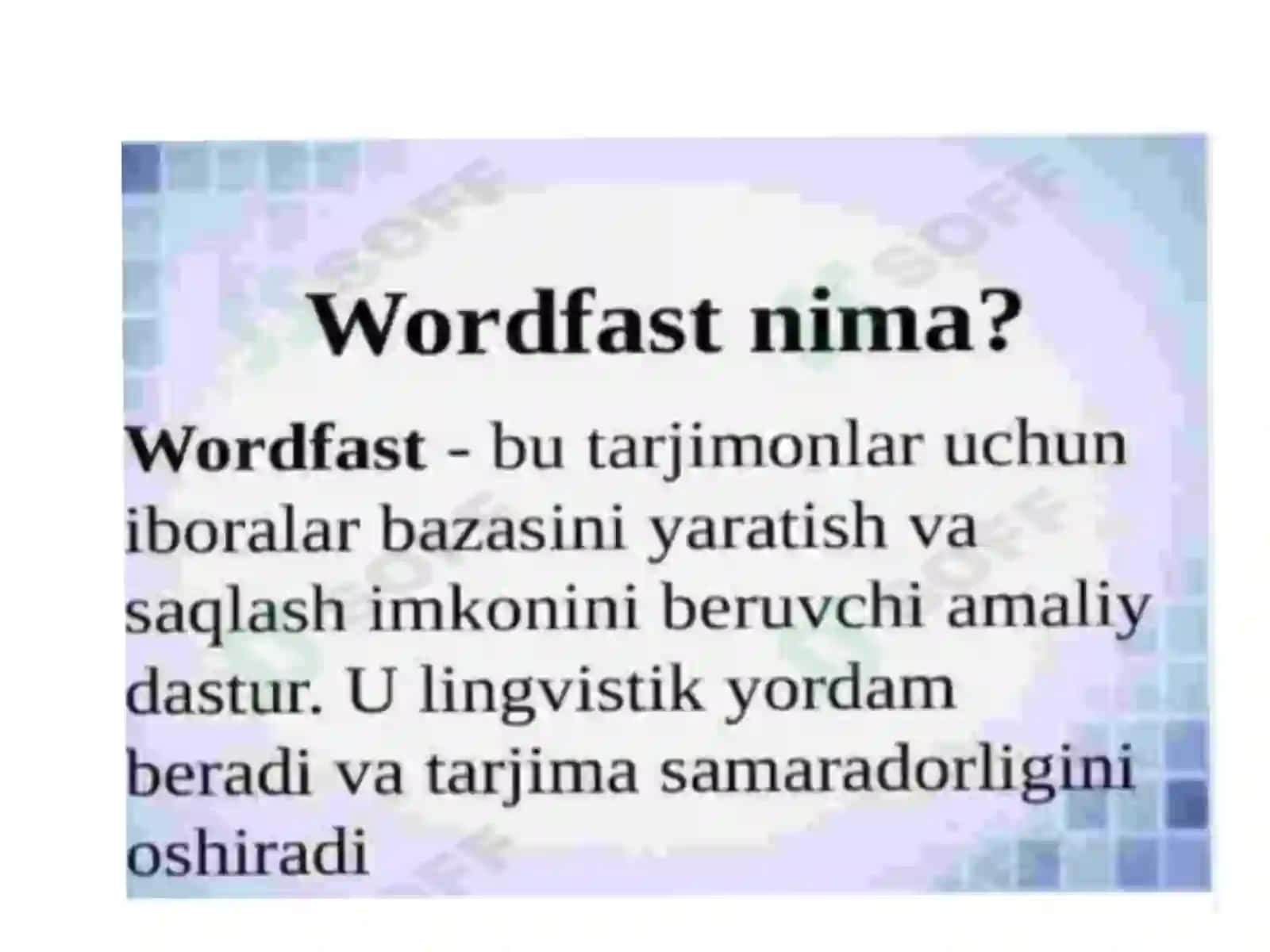 Wordfast ilovasi yordamida matnlarning iboralar bazasini shakllantirish 2