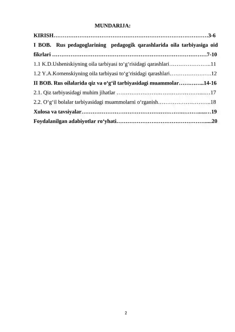 “Rus pedagoglarining oila pedagogikasiga oid qarashlari” 2