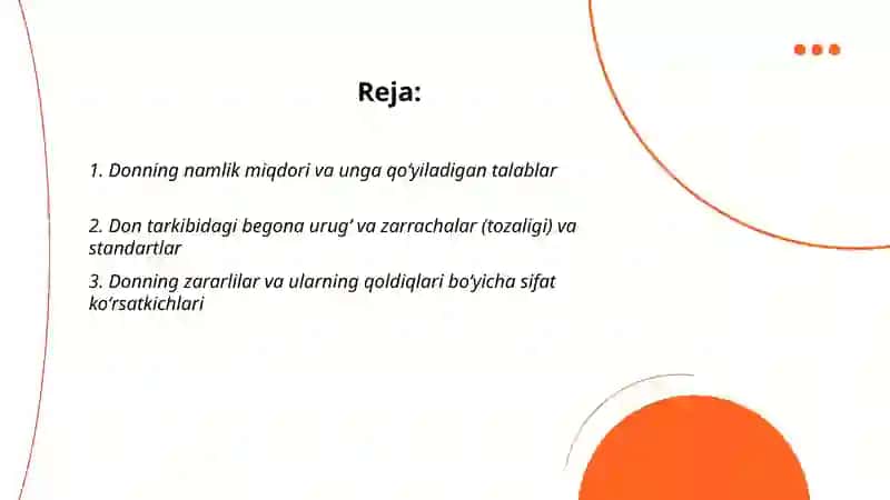 Don va don mahsulotlarining sifat koʻrsatkichlari va unga qoʻyiladigan talablar 2