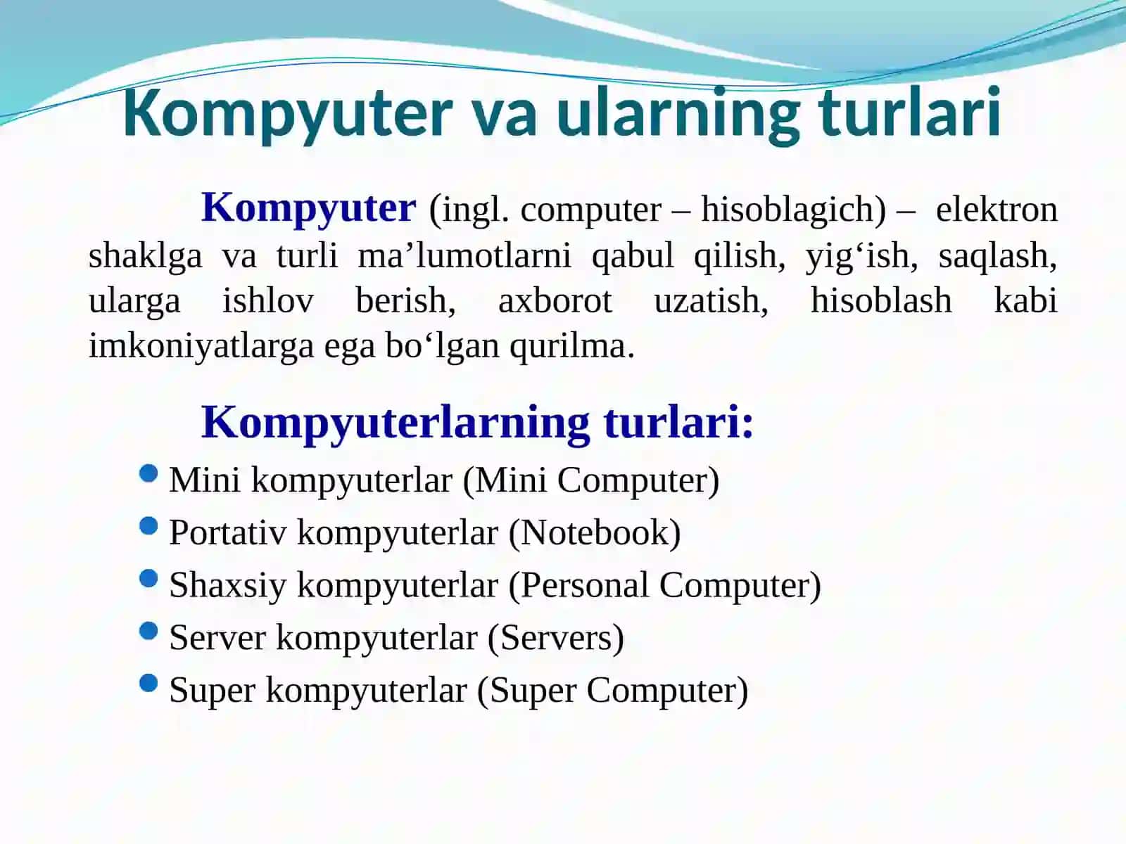 Shaxsiy kompyuterlarning asosiy va qo‘shimcha qurilmalari 2