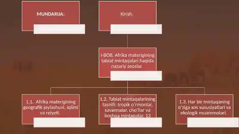 Afrika materigining tabiat mintaqalari mavzusini o‘qitish metodikasi 2