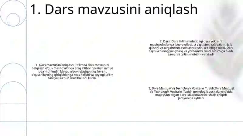 Dars Mavzusi Va Texnologik Vositalar Tuzish 2