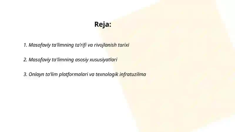Masofaviy ta'lim va uning xususiyatlari, qulayligi 2