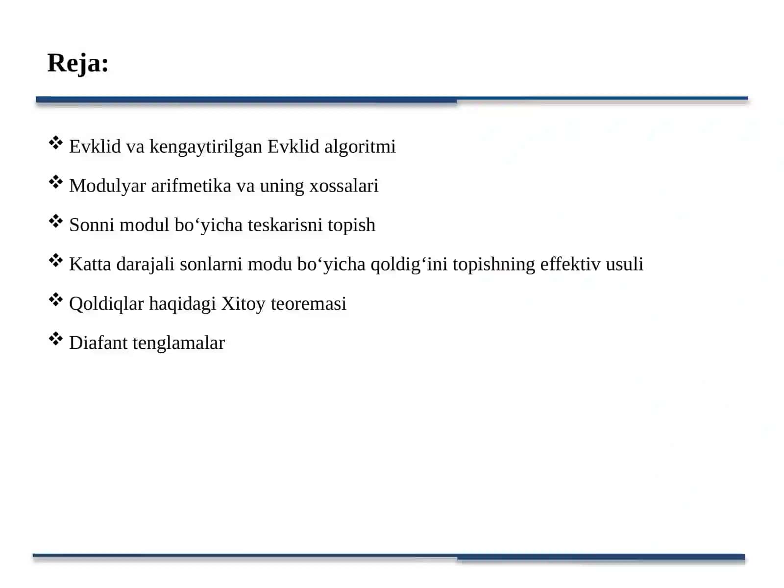 Modulyar arifmetika 2