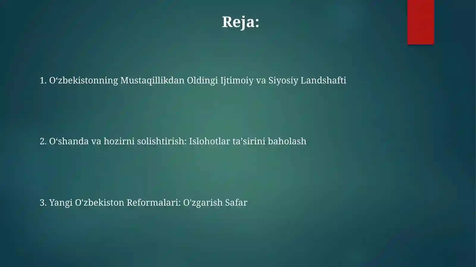Yangi O'zbekiston Reformalari: O'zgarish Safar 2