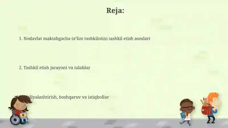 Nodavlat maktabgacha ta'lim tashkilotlarini tashkil etish 2