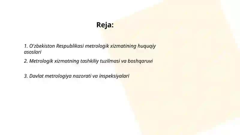O'zbekiston Respublikasi metrologik xizmati 2