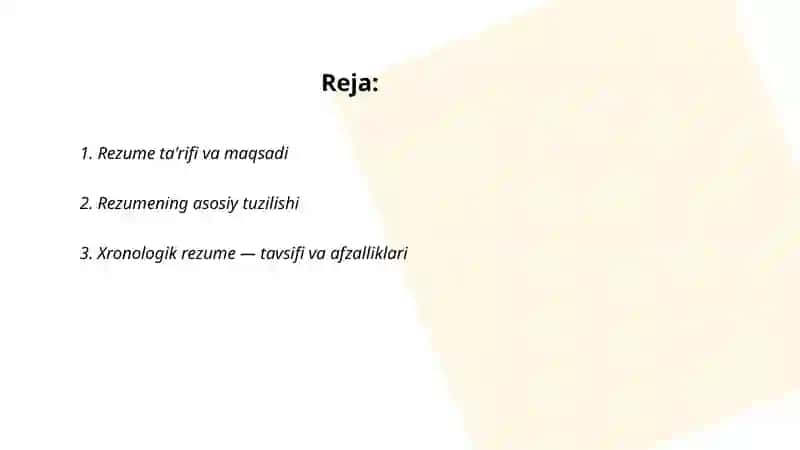 Rezume va uning turlari 2