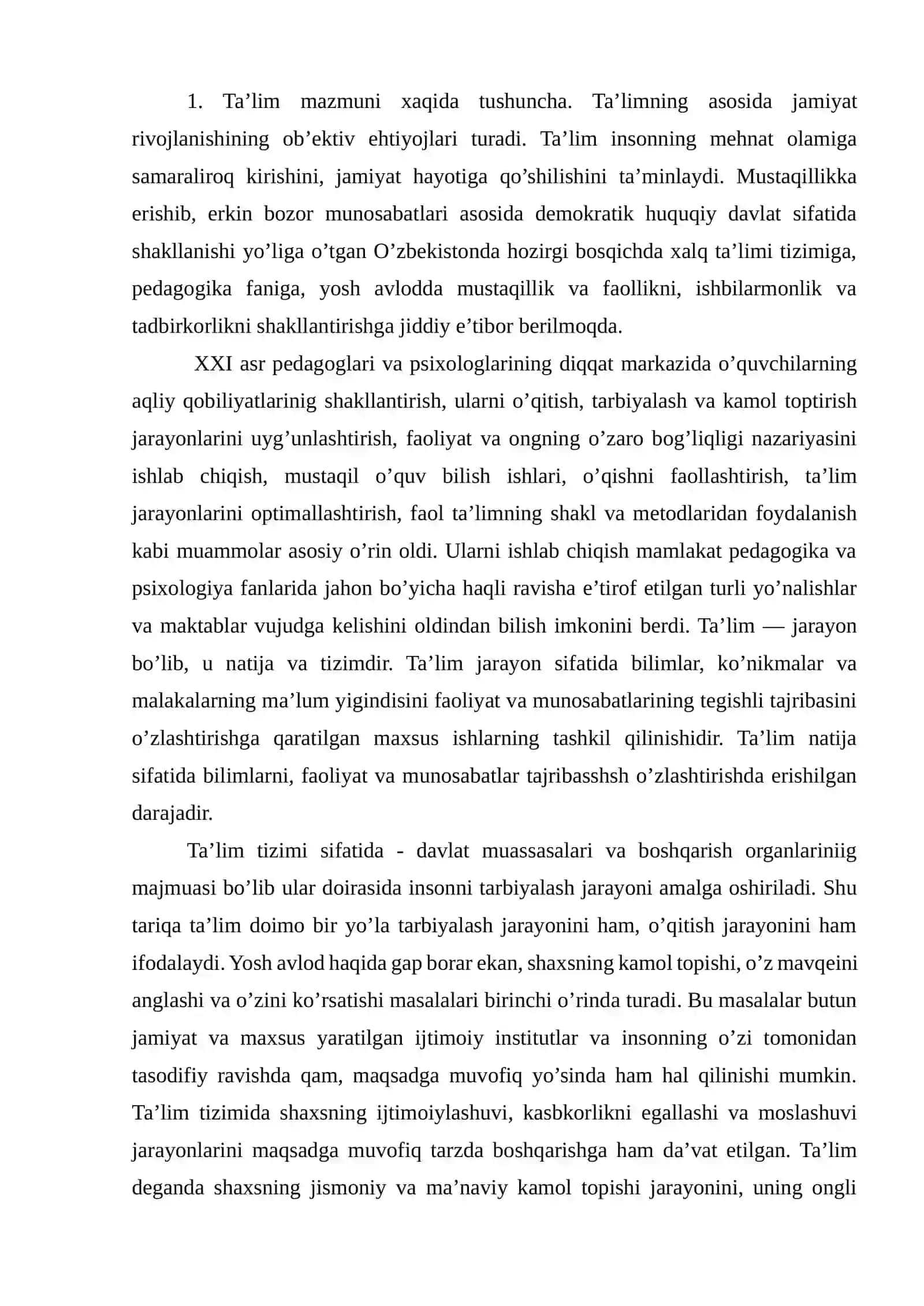 Ta’lim mazmuni xaqida tushuncha 2