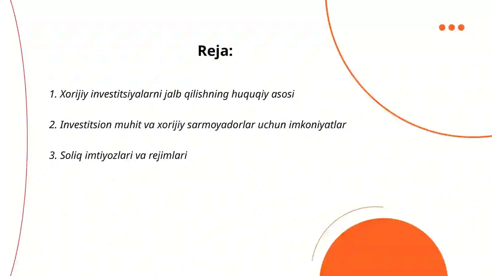 Xorijiy investitsiyalarni jalb qilishning huquqiy asoslari 2